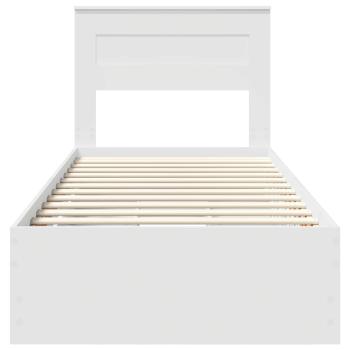 Bettrahmen mit Schubladen Weiß 90 x 190 cm Ingenieurs Holz