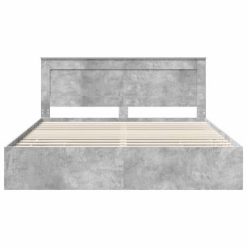 Bettrahmen mit Kopfteil Beton Grau 200 x 200 cm Ingenieurs Holz