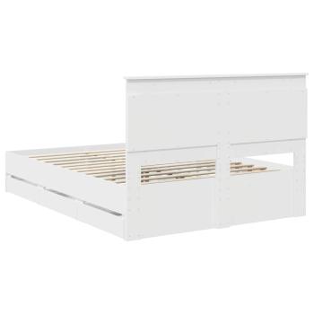 Bettrahmen mit Schubladen Weiß 160 x 200 cm Ingenieurs Holz