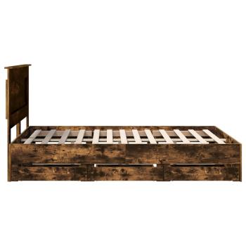 Bettrahmen Geräucherte Eiche 140 x 190 cm Ingenieurs Holz