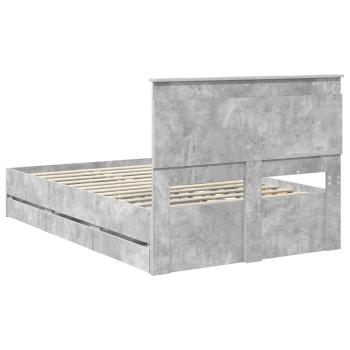 Bettrahmen mit Kopfteil Beton Grau 120 x 200 cm Ingenieurs Holz