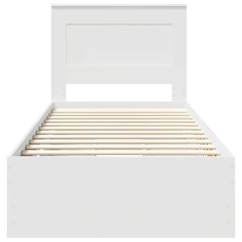 Bettrahmen mit Schubladen Weiß 75 x 190 cm Ingenieurs Holz