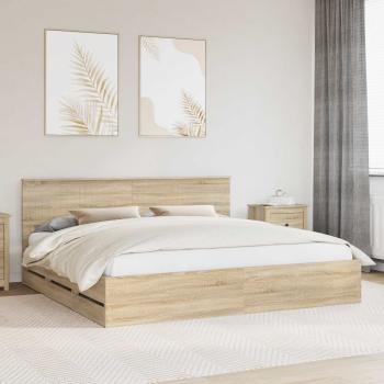 ARDEBO.de - Bettrahmen Sonoma-Eiche 200 x 200 cm Ingenieurs Holz