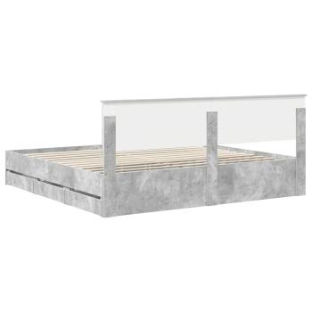 Bettrahmen mit Kopfteil Beton Grau 200 x 200 cm Ingenieurs Holz