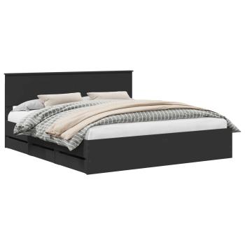 Bettrahmen mit Schubladen Schwarz 180 x 200 cm Ingenieurs Holz