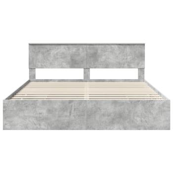 Bettrahmen mit Kopfteil Beton Grau 180 x 200 cm Ingenieurs Holz