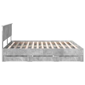 Bettrahmen mit Kopfteil Beton Grau 180 x 200 cm Ingenieurs Holz