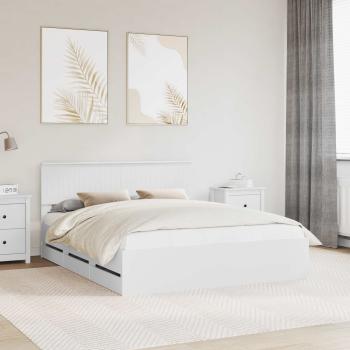 ARDEBO.de - Bettrahmen mit Schubladen Weiß 160 x 200 cm Ingenieurs Holz