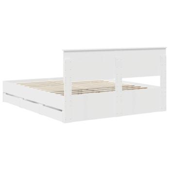 Bettrahmen mit Schubladen Weiß 160 x 200 cm Ingenieurs Holz