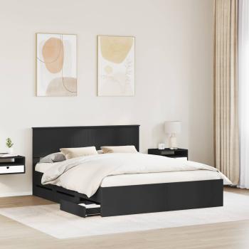 Bettrahmen mit Schubladen Schwarz 160 x 200 cm Ingenieurs Holz