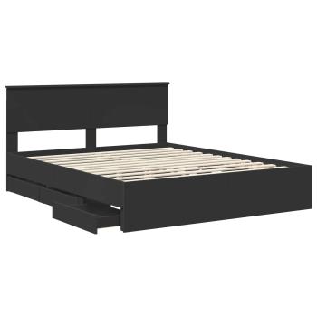 Bettrahmen mit Schubladen Schwarz 160 x 200 cm Ingenieurs Holz