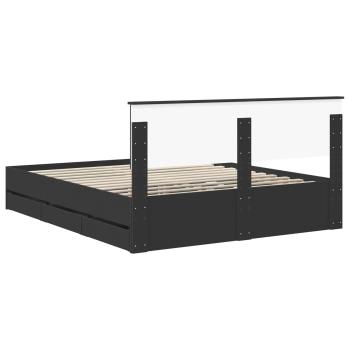 Bettrahmen mit Schubladen Schwarz 160 x 200 cm Ingenieurs Holz
