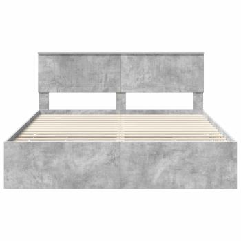 Bettrahmen mit Kopfteil Beton Grau 160 x 200 cm Ingenieurs Holz