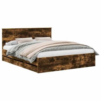 Bettrahmen Geräucherte Eiche 160 x 200 cm Ingenieurs Holz