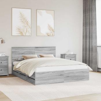 ARDEBO.de - Bettrahmen Graues Sonoma 160 x 200 cm Ingenieurs Holz