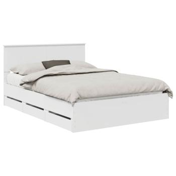 Bettrahmen mit Schubladen Weiß 140 x 200 cm Ingenieurs Holz