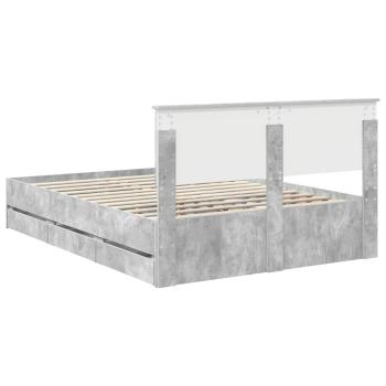 Bettrahmen mit Kopfteil Beton Grau 135 x 190 cm Ingenieurs Holz