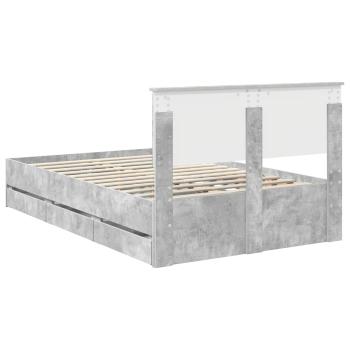 Bettrahmen mit Kopfteil Beton Grau 120 x 190 cm Ingenieurs Holz
