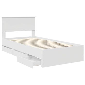 Bettrahmen mit Schubladen Weiß 100 x 200 cm Ingenieurs Holz