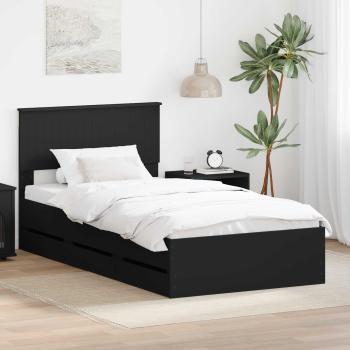 ARDEBO.de - Bettrahmen mit Schubladen Schwarz 100 x 200 cm Ingenieurs Holz