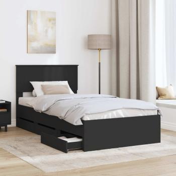 Bettrahmen mit Schubladen Schwarz 100 x 200 cm Ingenieurs Holz