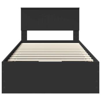 Bettrahmen mit Schubladen Schwarz 100 x 200 cm Ingenieurs Holz