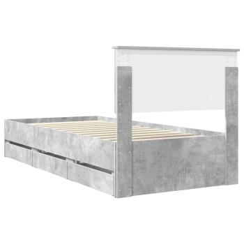 Bettrahmen mit Kopfteil Beton Grau 90 x 190 cm Ingenieurs Holz