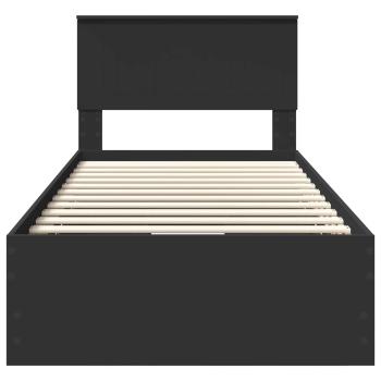 Bettrahmen mit Schubladen Schwarz 90 x 200 cm Ingenieurs Holz