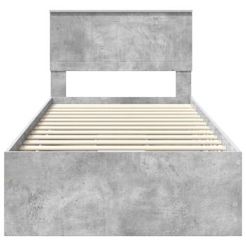 Bettrahmen mit Kopfteil Beton Grau 90 x 200 cm Ingenieurs Holz