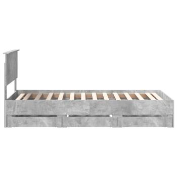 Bettrahmen mit Kopfteil Beton Grau 90 x 200 cm Ingenieurs Holz