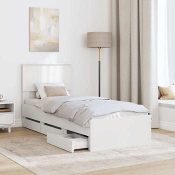 Bettrahmen mit Schubladen Weiß 75 x 190 cm Ingenieurs Holz