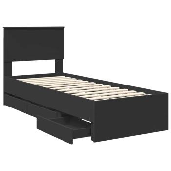 Bettrahmen mit Schubladen Schwarz 75 x 190 cm Ingenieurs Holz