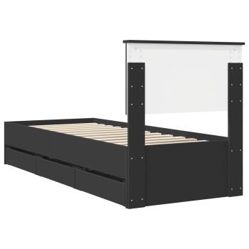 Bettrahmen mit Schubladen Schwarz 75 x 190 cm Ingenieurs Holz