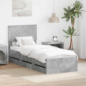 ARDEBO.de - Bettrahmen mit Kopfteil Beton Grau 75 x 190 cm Ingenieurs Holz