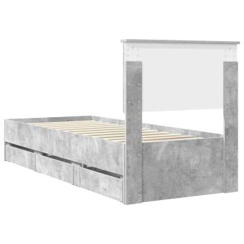 Bettrahmen mit Kopfteil Beton Grau 75 x 190 cm Ingenieurs Holz
