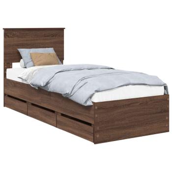 Bettrahmen Braun Eichen-Optik 75 x 190 cm Ingenieurs Holz