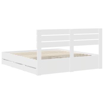 Bettrahmen mit Schubladen Weiß 200 x 200 cm Ingenieurs Holz