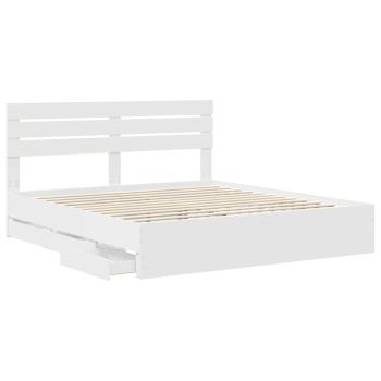 Bettrahmen mit Schubladen Weiß 180 x 200 cm Ingenieurs Holz