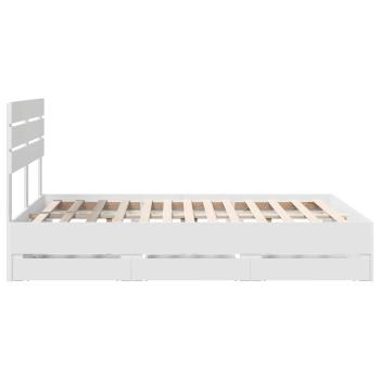 Bettrahmen mit Schubladen Weiß 140 x 200 cm Ingenieurs Holz