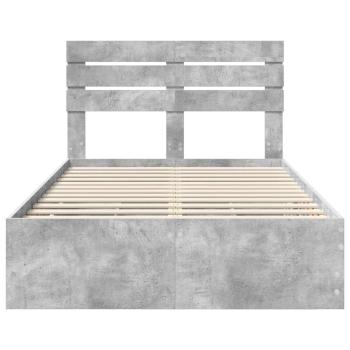 Bettrahmen mit Kopfteil Beton Grau 135 x 190 cm Ingenieurs Holz