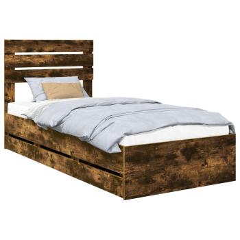 Bettrahmen Geräucherte Eiche 90 x 190 cm Ingenieurs Holz