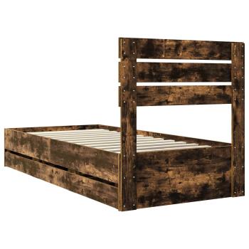Bettrahmen Geräucherte Eiche 90 x 190 cm Ingenieurs Holz