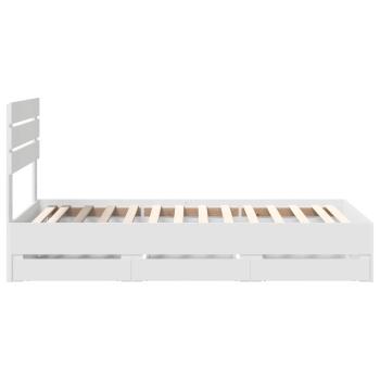 Bettrahmen mit Schubladen Weiß 90 x 200 cm Ingenieurs Holz