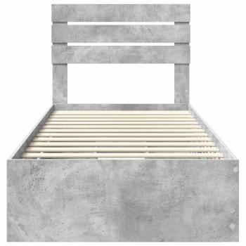 Bettrahmen mit Kopfteil Beton Grau 75 x 190 cm Ingenieurs Holz