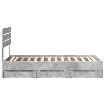 Bettrahmen mit Kopfteil Beton Grau 75 x 190 cm Ingenieurs Holz
