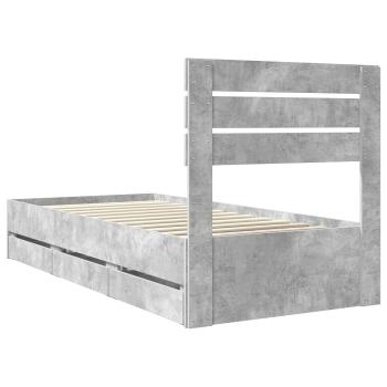 Bettrahmen mit Kopfteil Beton Grau 75 x 190 cm Ingenieurs Holz