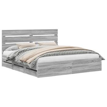 Bettrahmen Graues Sonoma 200 x 200 cm Ingenieurs Holz