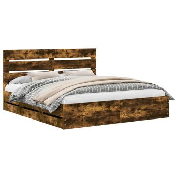 Bettrahmen Geräucherte Eiche 180 x 200 cm Ingenieurs Holz