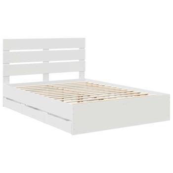 Bettrahmen mit Schubladen Weiß 150 x 200 cm Ingenieurs Holz