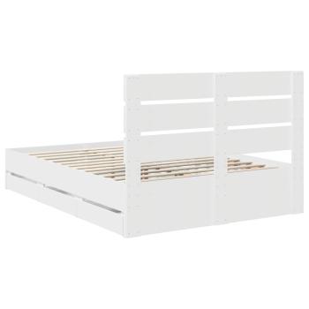 Bettrahmen mit Schubladen Weiß 140 x 200 cm Ingenieurs Holz